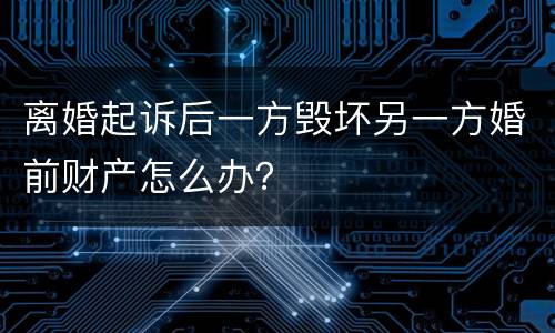 离婚起诉后一方毁坏另一方婚前财产怎么办？