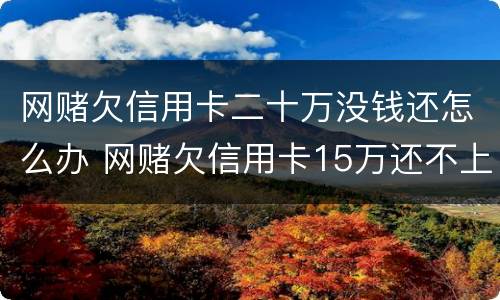 网赌欠信用卡二十万没钱还怎么办 网赌欠信用卡15万还不上怎么办