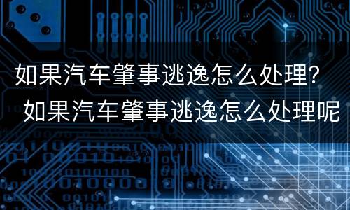 如果汽车肇事逃逸怎么处理？ 如果汽车肇事逃逸怎么处理呢