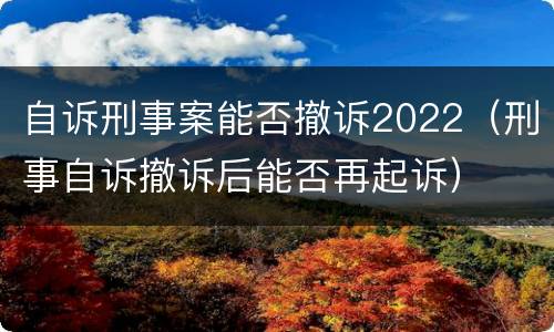 自诉刑事案能否撤诉2022（刑事自诉撤诉后能否再起诉）