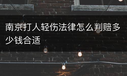 南京打人轻伤法律怎么判赔多少钱合适