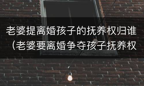 老婆提离婚孩子的抚养权归谁（老婆要离婚争夺孩子抚养权）