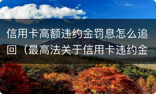 信用卡高额违约金罚息怎么追回（最高法关于信用卡违约金罚息）