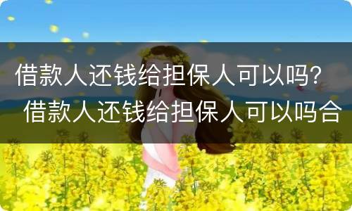 借款人还钱给担保人可以吗？ 借款人还钱给担保人可以吗合法吗