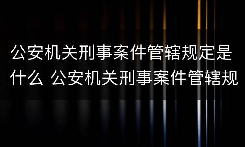 公安机关刑事案件管辖规定是什么 公安机关刑事案件管辖规定是什么时候实施