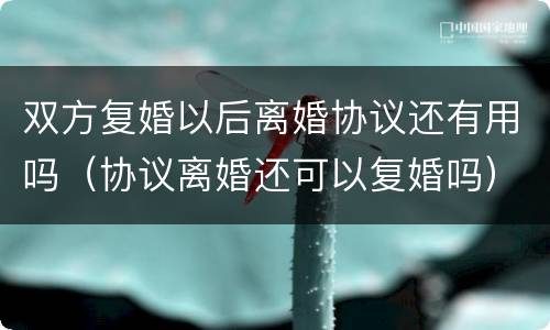 双方复婚以后离婚协议还有用吗（协议离婚还可以复婚吗）