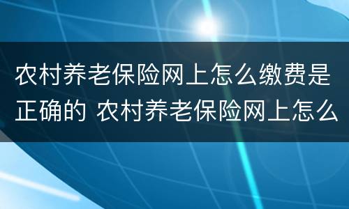 农村养老保险网上怎么缴费是正确的 农村养老保险网上怎么缴费是正确的呢