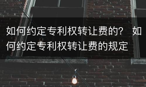如何约定专利权转让费的？ 如何约定专利权转让费的规定