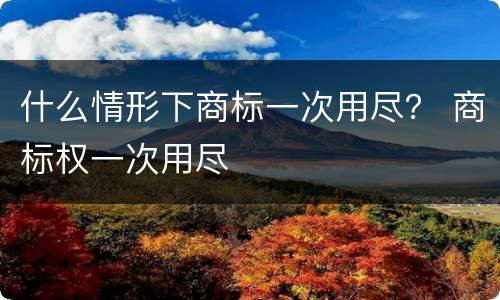什么情形下商标一次用尽？ 商标权一次用尽