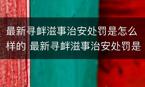 最新寻衅滋事治安处罚是怎么样的 最新寻衅滋事治安处罚是怎么样的呢