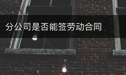 分公司是否能签劳动合同