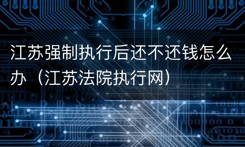 江苏强制执行后还不还钱怎么办（江苏法院执行网）
