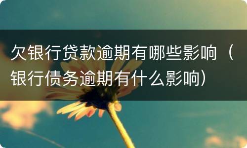 欠银行贷款逾期有哪些影响（银行债务逾期有什么影响）