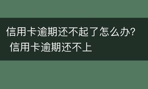 信用卡逾期还不起了怎么办？ 信用卡逾期还不上