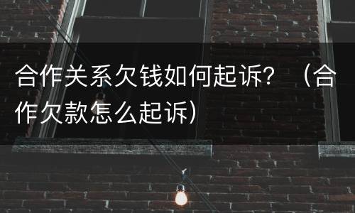 合作关系欠钱如何起诉？（合作欠款怎么起诉）