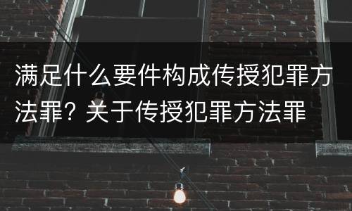 满足什么要件构成传授犯罪方法罪? 关于传授犯罪方法罪