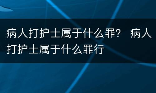 病人打护士属于什么罪？ 病人打护士属于什么罪行