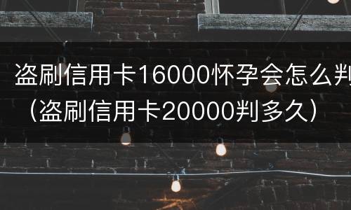 盗刷信用卡16000怀孕会怎么判（盗刷信用卡20000判多久）
