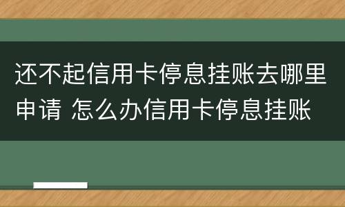 还不起信用卡停息挂账去哪里申请 怎么办信用卡停息挂账