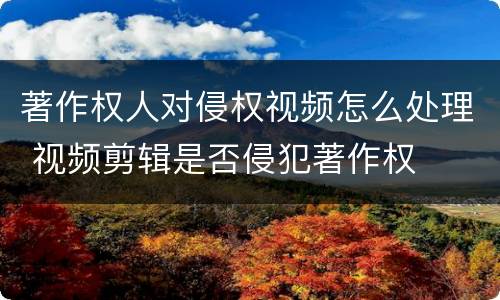 著作权人对侵权视频怎么处理 视频剪辑是否侵犯著作权