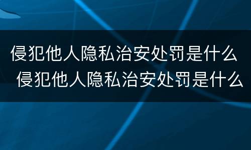 侵犯他人隐私治安处罚是什么 侵犯他人隐私治安处罚是什么意思