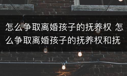 怎么争取离婚孩子的抚养权 怎么争取离婚孩子的抚养权和抚养费