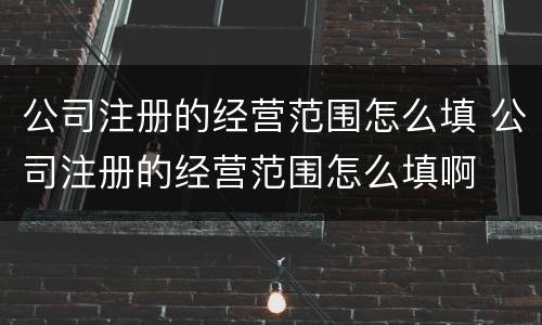 公司注册的经营范围怎么填 公司注册的经营范围怎么填啊