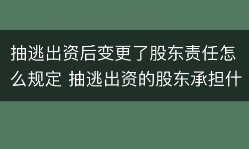 抽逃出资后变更了股东责任怎么规定 抽逃出资的股东承担什么责任