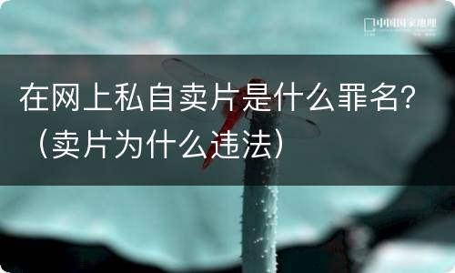 在网上私自卖片是什么罪名？（卖片为什么违法）