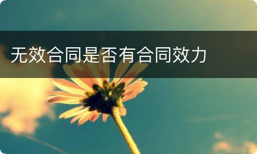 无效合同是否有合同效力