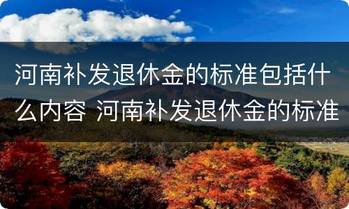 河南补发退休金的标准包括什么内容 河南补发退休金的标准包括什么内容和费用