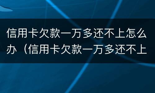 信用卡欠款一万多还不上怎么办（信用卡欠款一万多还不上怎么办呢）