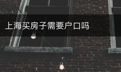 上海买房子需要户口吗