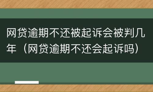 网贷逾期不还被起诉会被判几年（网贷逾期不还会起诉吗）
