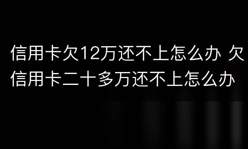 信用卡欠12万还不上怎么办 欠信用卡二十多万还不上怎么办