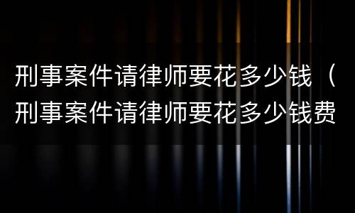 刑事案件请律师要花多少钱（刑事案件请律师要花多少钱费用）