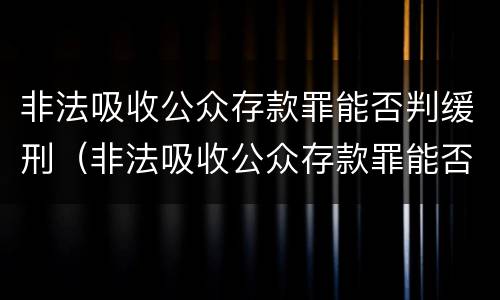 非法吸收公众存款罪能否判缓刑（非法吸收公众存款罪能否判缓刑案例）