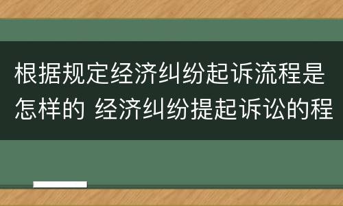 根据规定经济纠纷起诉流程是怎样的 经济纠纷提起诉讼的程序