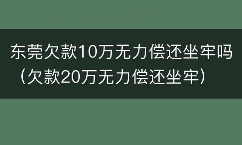 东莞欠款10万无力偿还坐牢吗（欠款20万无力偿还坐牢）