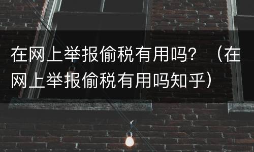 在网上举报偷税有用吗？（在网上举报偷税有用吗知乎）