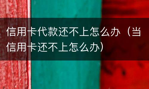 信用卡代款还不上怎么办（当信用卡还不上怎么办）