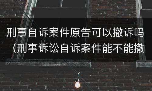 刑事自诉案件原告可以撤诉吗（刑事诉讼自诉案件能不能撤诉）