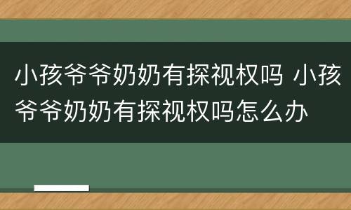 小孩爷爷奶奶有探视权吗 小孩爷爷奶奶有探视权吗怎么办