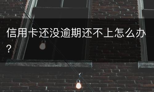 信用卡还没逾期还不上怎么办？