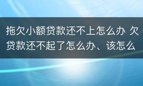拖欠小额贷款还不上怎么办 欠贷款还不起了怎么办、该怎么办才好