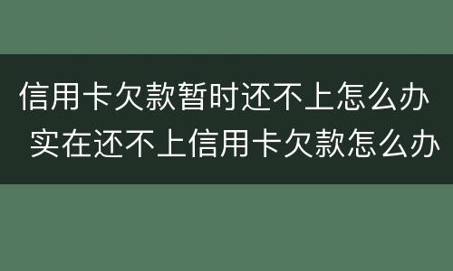 信用卡欠款暂时还不上怎么办 实在还不上信用卡欠款怎么办