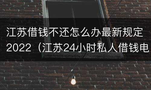 江苏借钱不还怎么办最新规定2022（江苏24小时私人借钱电话）