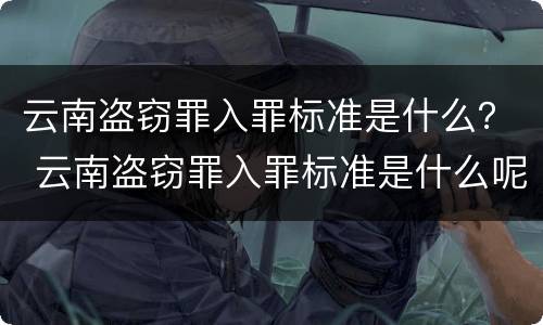 云南盗窃罪入罪标准是什么？ 云南盗窃罪入罪标准是什么呢