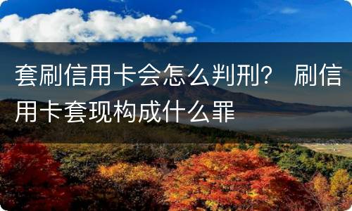 套刷信用卡会怎么判刑？ 刷信用卡套现构成什么罪