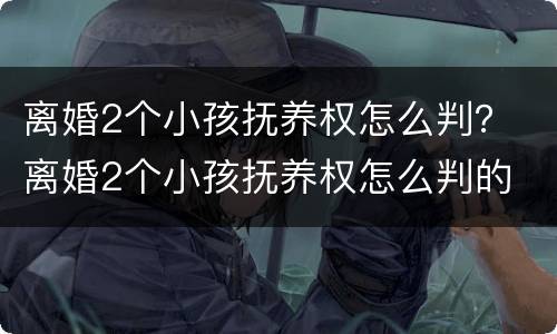 离婚2个小孩抚养权怎么判？ 离婚2个小孩抚养权怎么判的